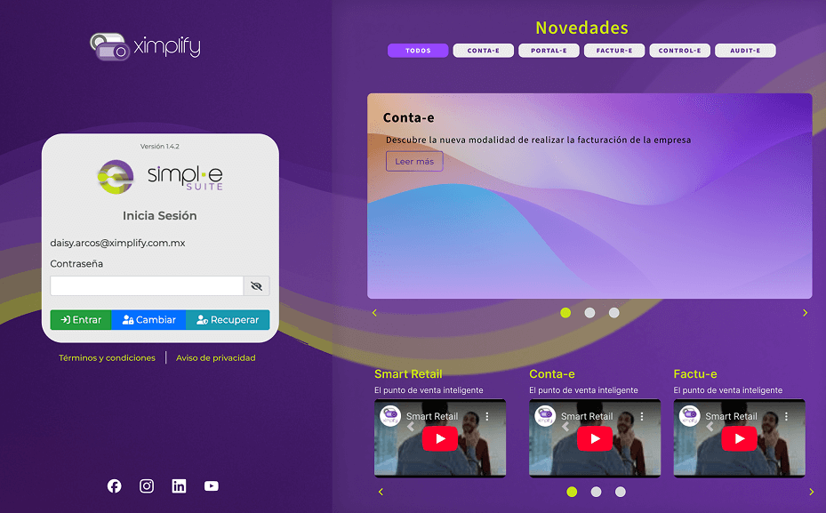 Ximplify — Plataforma principal